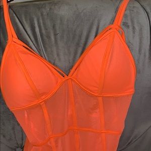 Neon orange bodysuit